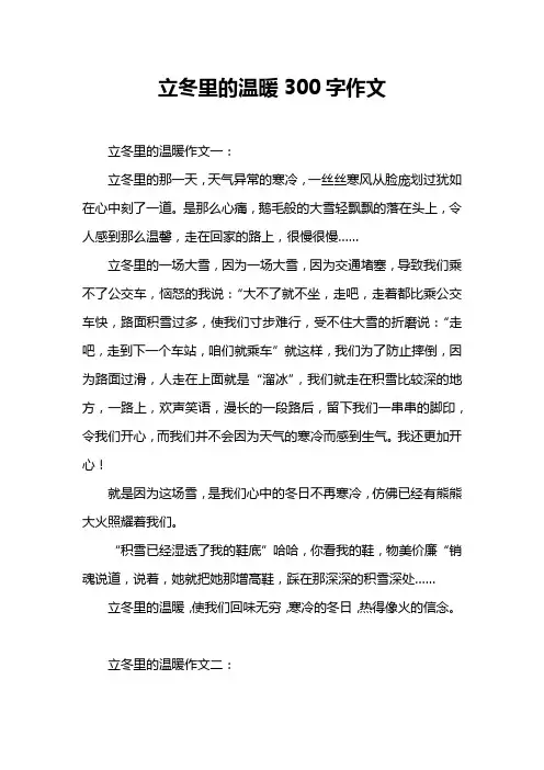 立冬里的温暖300字作文