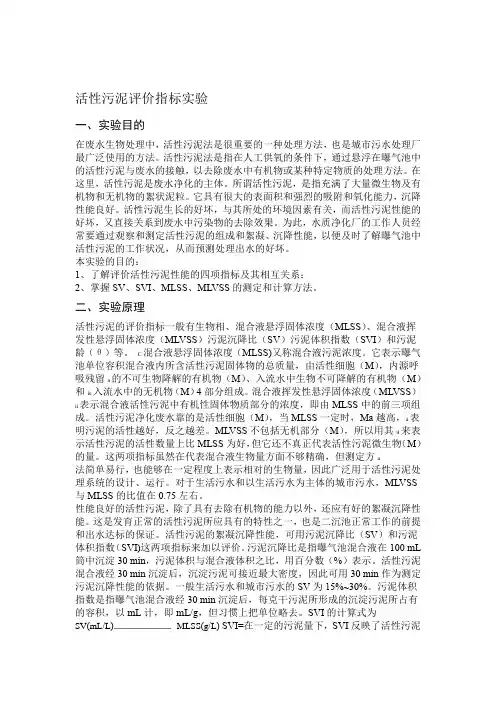 活性污泥评价指标实验