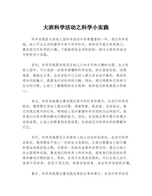 大班科学活动之科学小实践