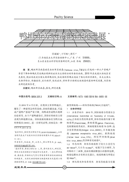 鸭坦布苏病毒的研究进展
