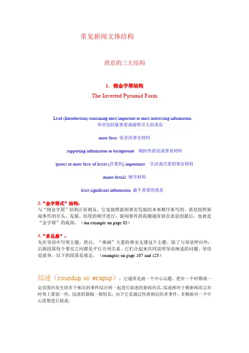 几种新闻文体的写作特点