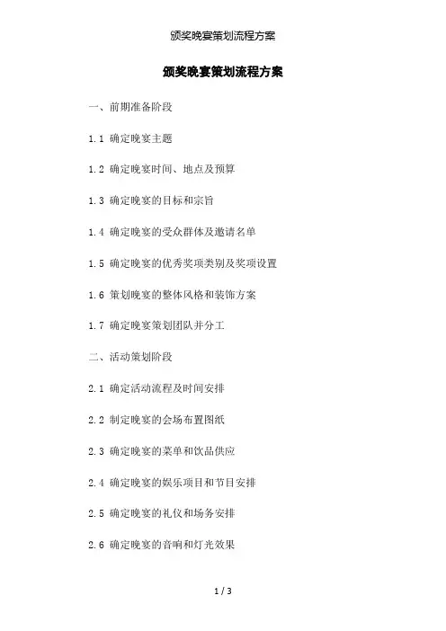 颁奖晚宴策划流程方案