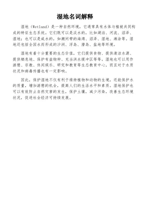 湿地名词解释