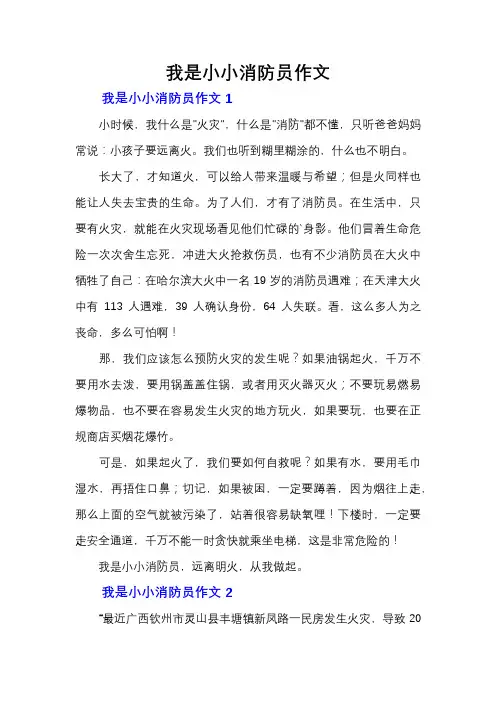 我是小小消防员作文