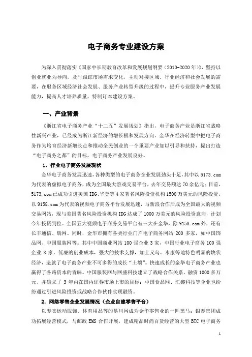 (完整word版)电子商务专业 建设方案  建设规划  申报书