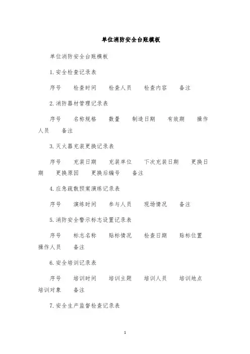 单位消防安全台账模板
