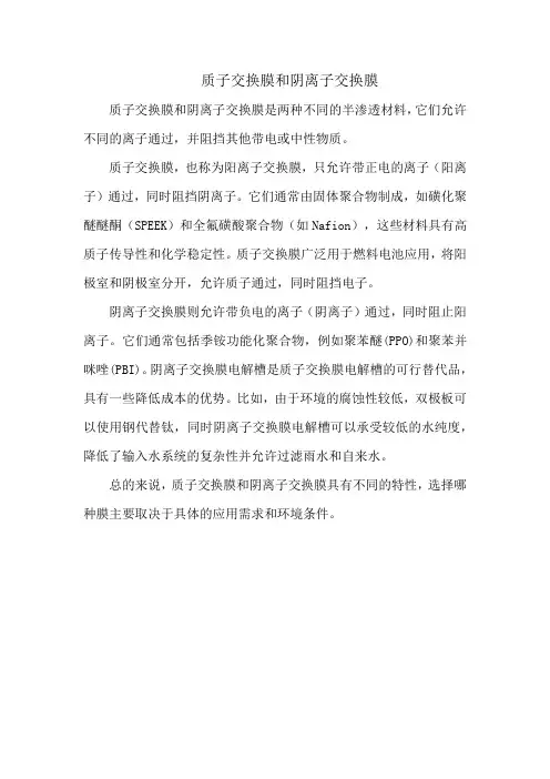 质子交换膜和阴离子交换膜