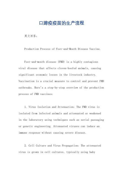 口蹄疫疫苗的生产流程