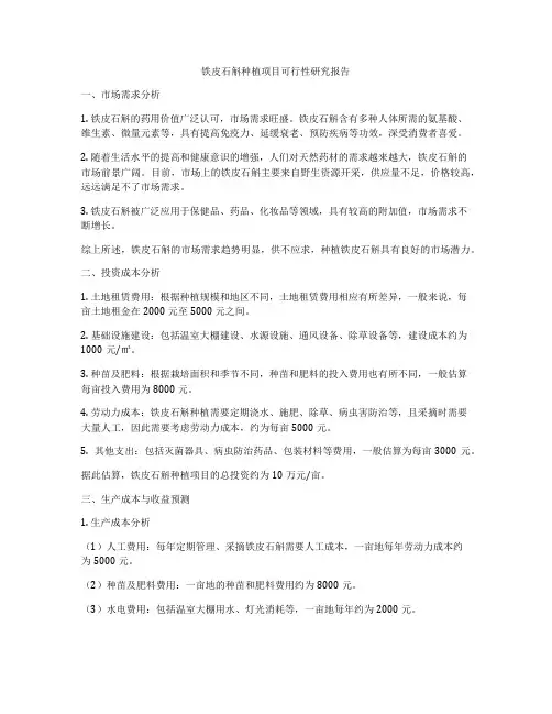 铁皮石斛种植项目可行性研究报告