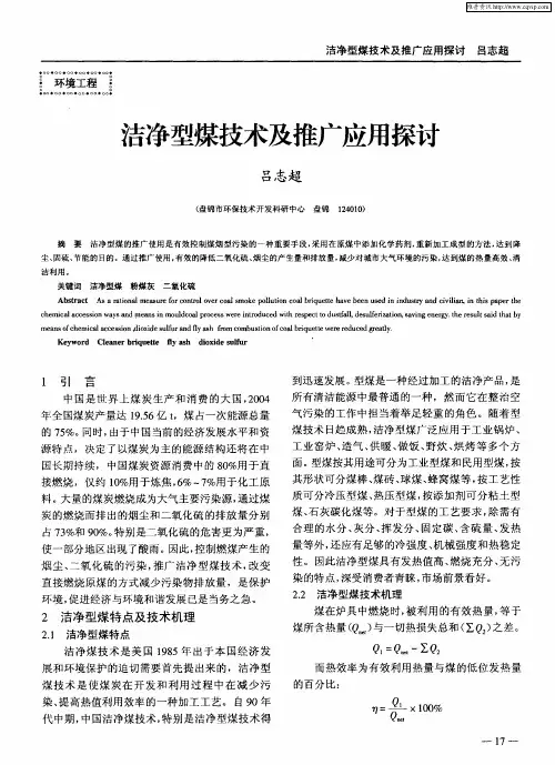 洁净型煤技术及推广应用探讨