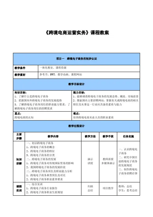 跨境电商运营实务课程教案