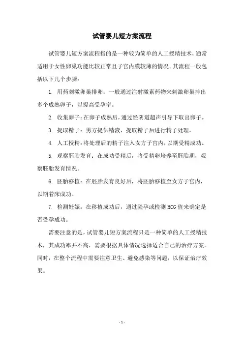 试管婴儿短方案流程