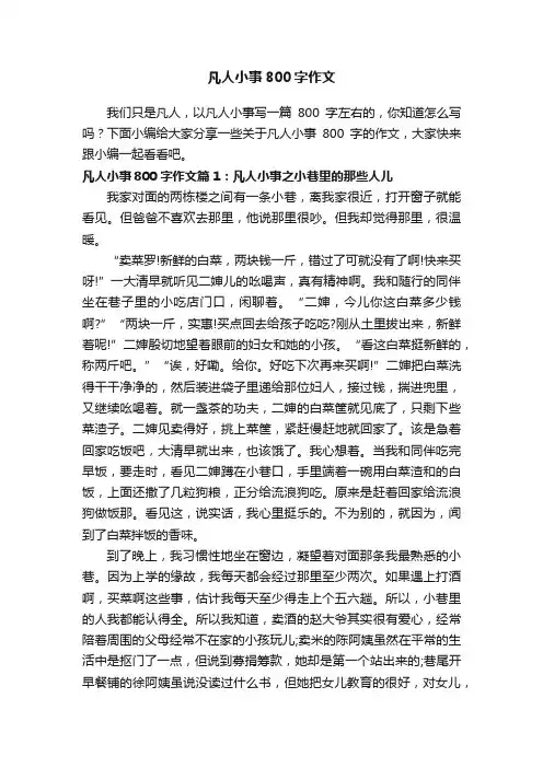 凡人小事800字作文