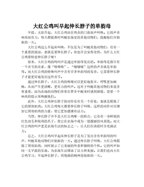 大红公鸡叫早起伸长脖子的单韵母