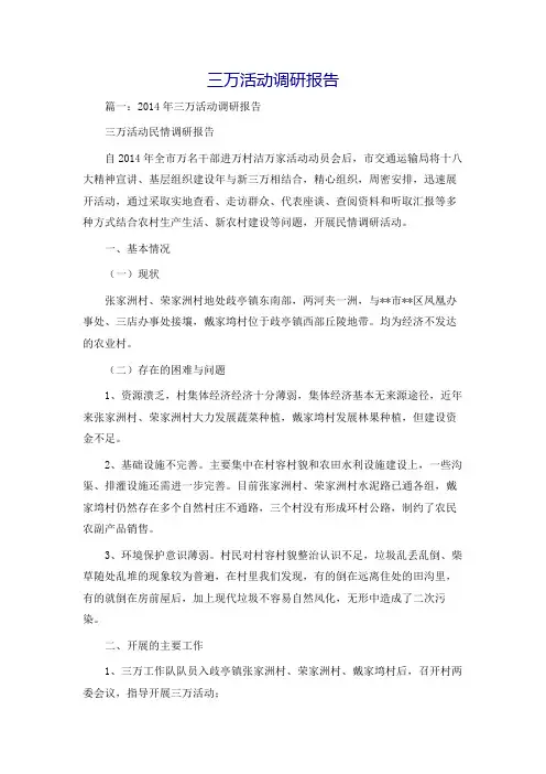 三万活动调研报告