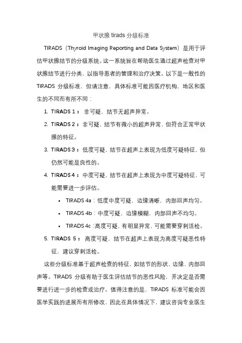 甲状腺tirads分级标准