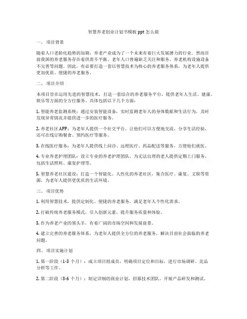 智慧养老创业计划书模板ppt怎么做
