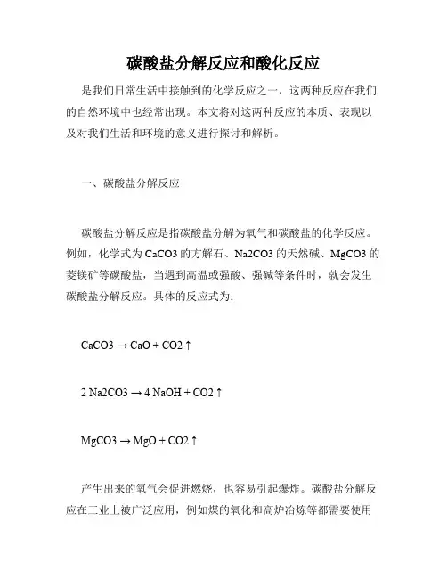碳酸盐分解反应和酸化反应