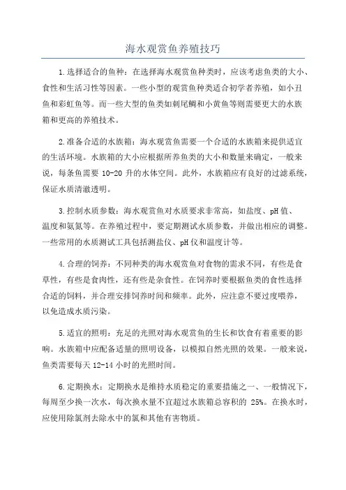 海水观赏鱼养殖技巧