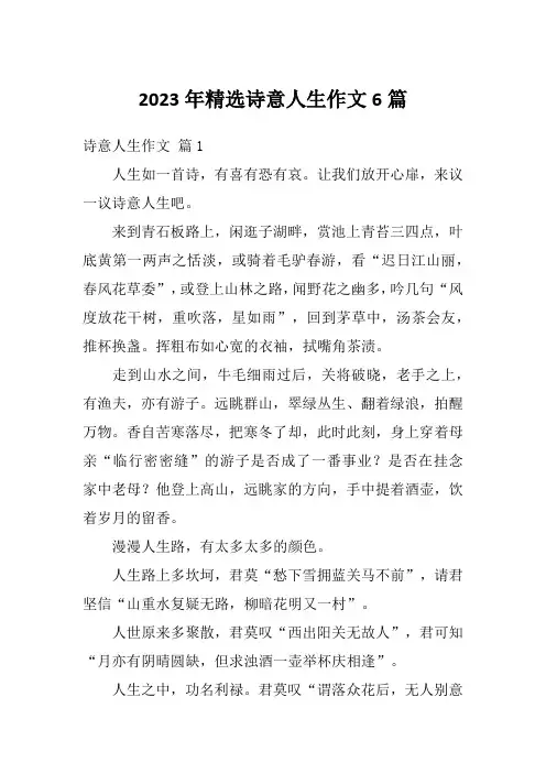 2023年精选诗意人生作文6篇