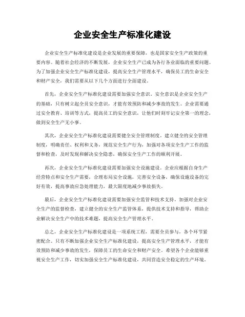 企业安全生产标准化建设