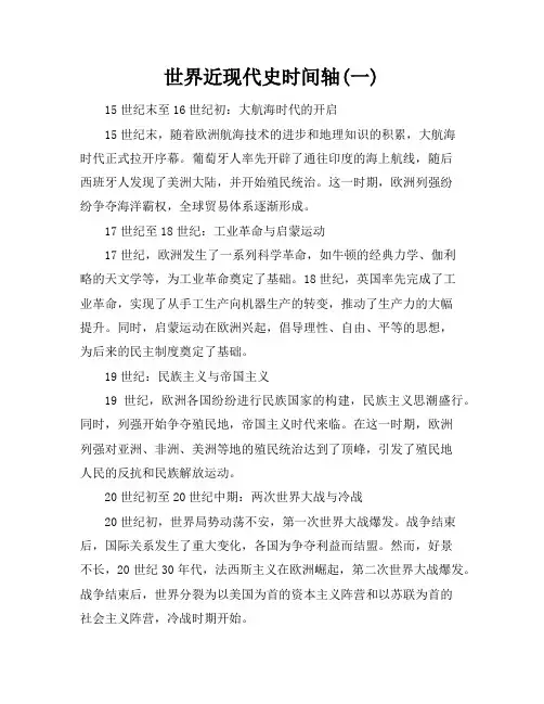 世界近现代史时间轴(一)