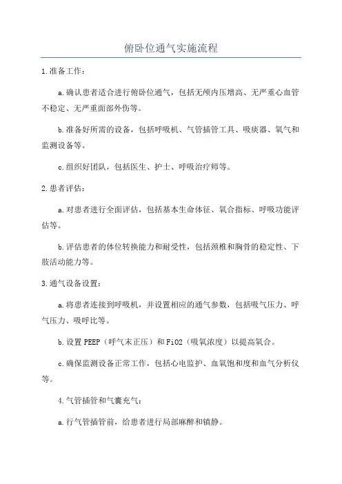 俯卧位通气实施流程