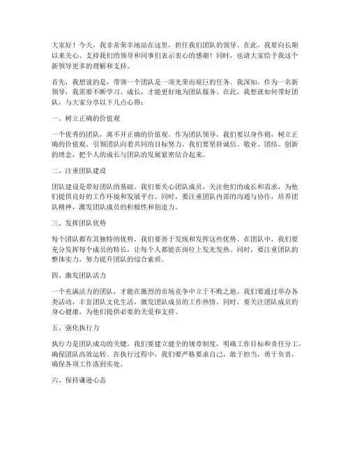 新领导带好团队发言稿