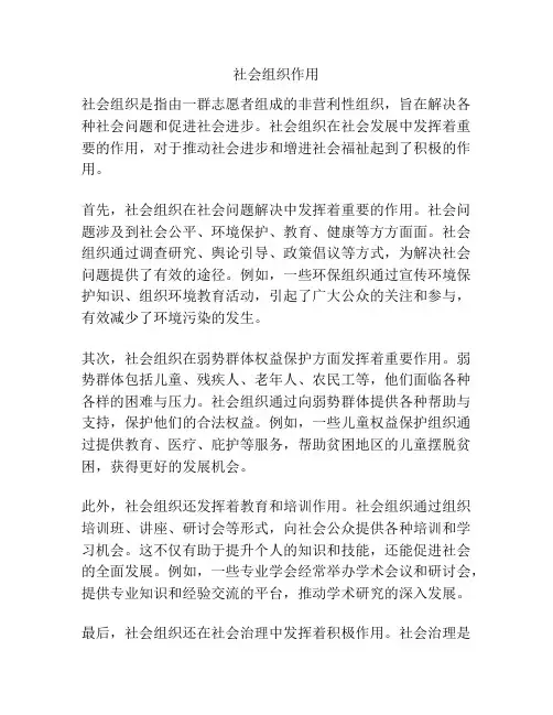 社会组织作用