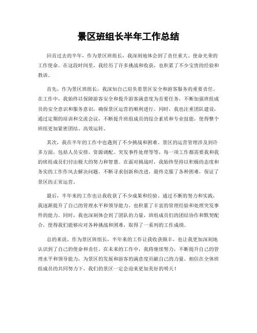 景区班组长半年工作总结