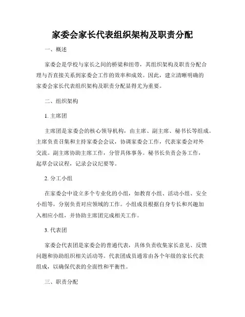 家委会家长代表组织架构及职责分配