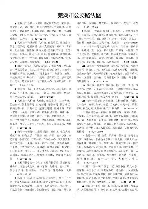 芜湖市公交路线图