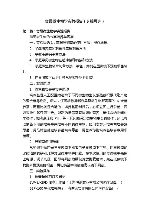 食品微生物学实验报告（5篇可选）