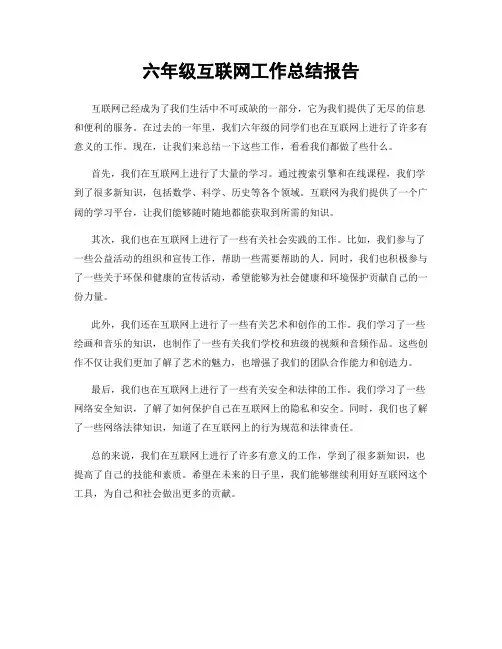 六年级互联网工作总结报告