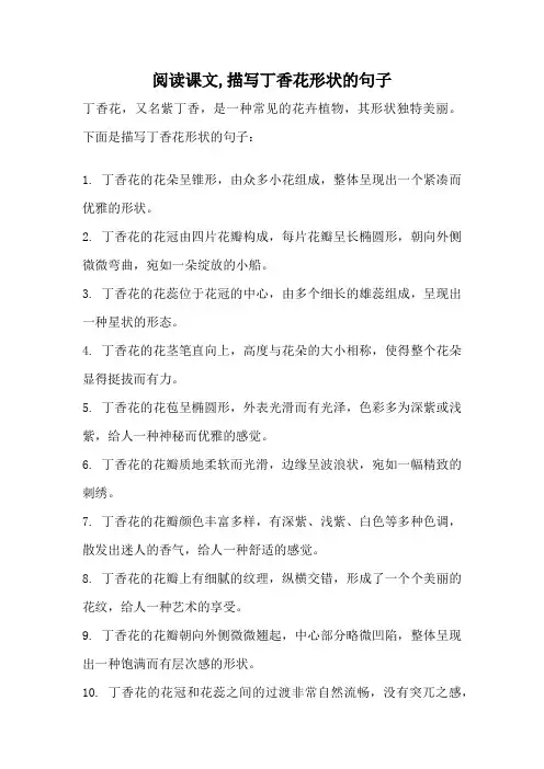 阅读课文,描写丁香花形状的句子