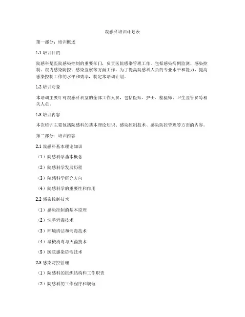 院感科培训计划表