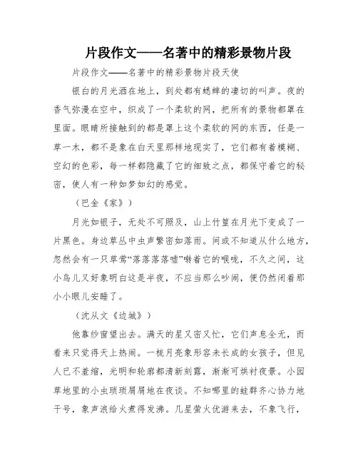 片段作文——名著中的精彩景物片段