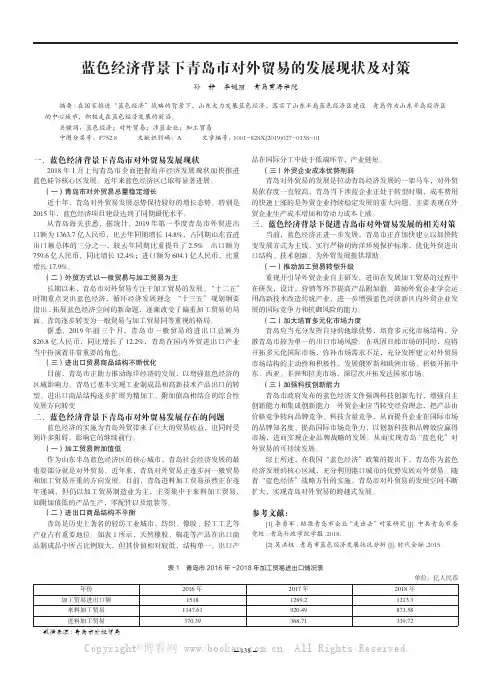 蓝色经济背景下青岛市对外贸易的发展现状及对策