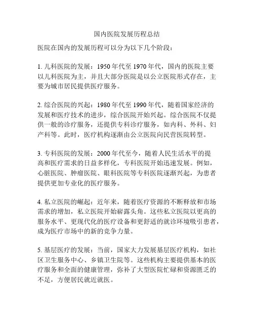 国内医院发展历程总结