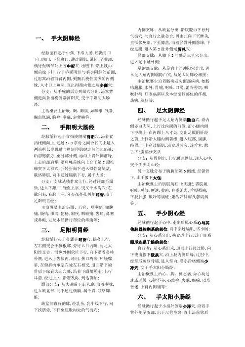 经脉循行路线图文并茂,精炼易记