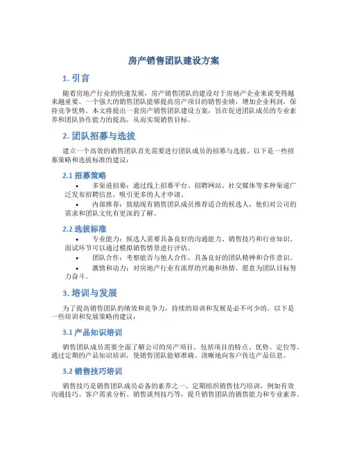 房产销售团队建设方案