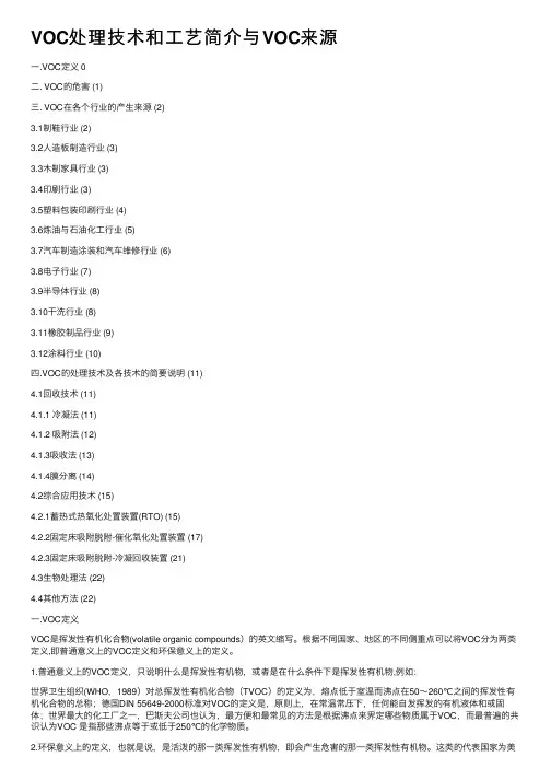 VOC处理技术和工艺简介与VOC来源
