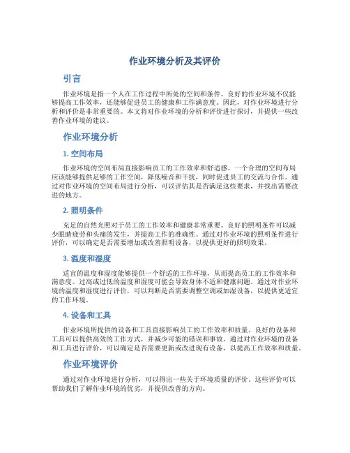 作业环境分析及其评价