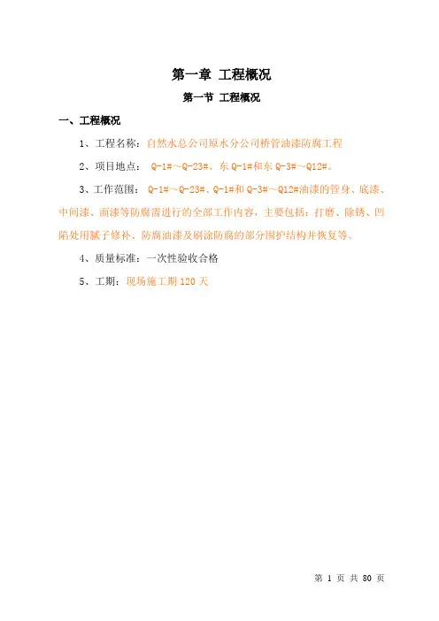 某自来水公司桥管油漆防腐工程施工技术标