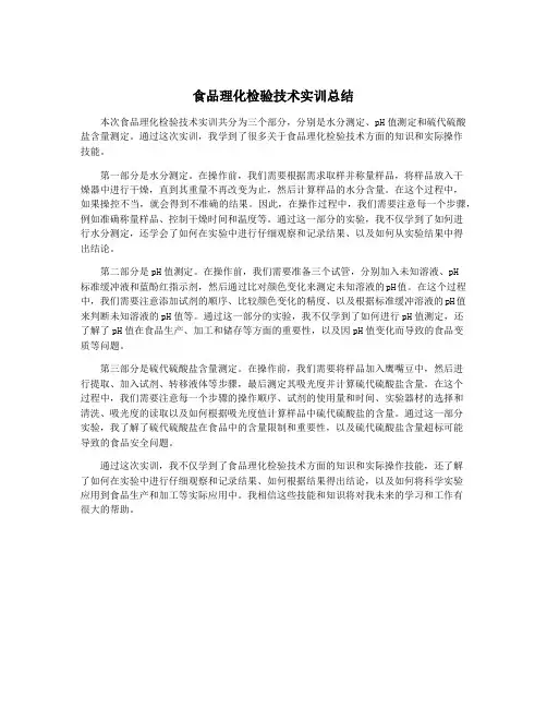 食品理化检验技术实训总结