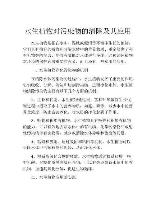 水生植物对污染物的清除及其应用