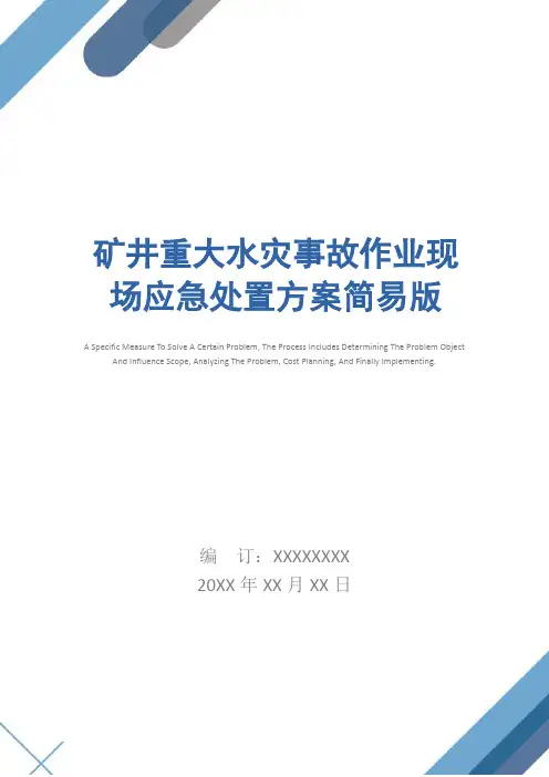矿井重大水灾事故作业现场应急处置方案简易版