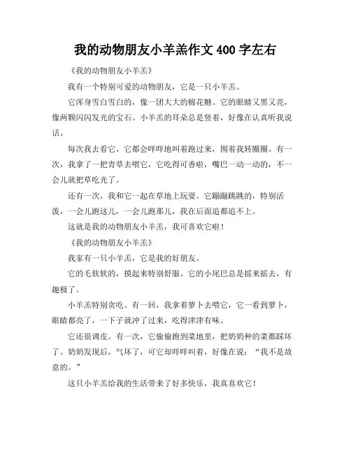 我的动物朋友小羊羔作文400字左右