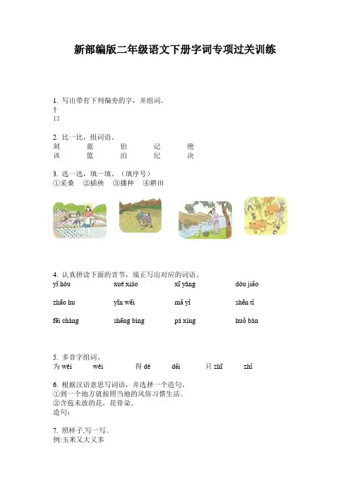 新部编版二年级语文下册字词专项过关训练