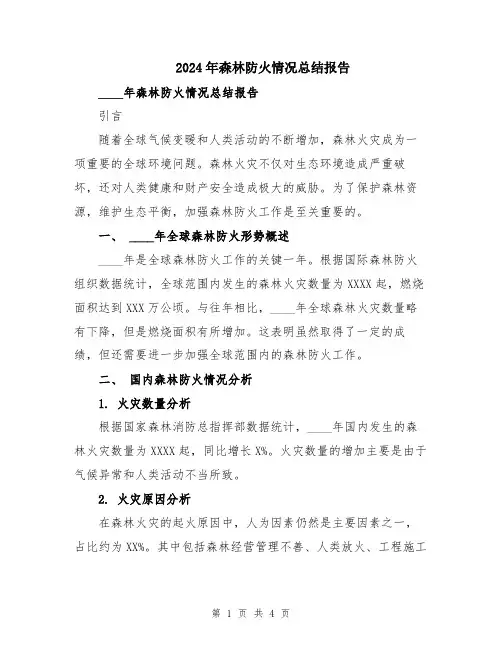 2024年森林防火情况总结报告